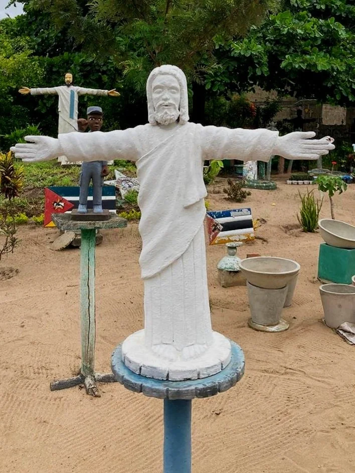 Cement sculpture in the yard